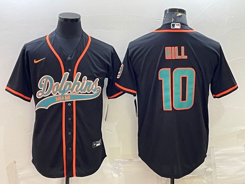 Men Miami Dolphins 10 Hill Black 2022 Nike Co branded NFL Jersey